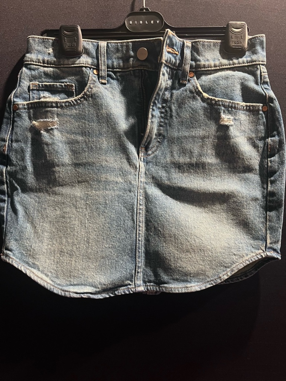 Express Light Wash Denim Mini Skirt
